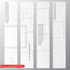 Set of vector flyers. Squares with shadow on white background.