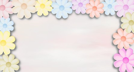 Floral wish background with colored flowers and place for text