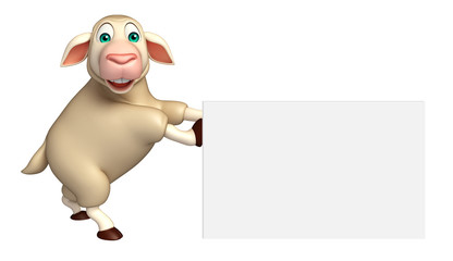 cute Sheep cartoon character with board