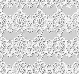 Seamless 3D white paper cut art background 376 vintage kaleidoscope
