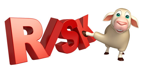 Sheep cartoon character  with risk sign