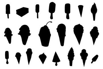 ice cream set isolated on white