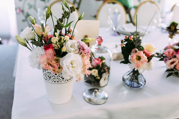 Beautiful decoration with flowers on the table