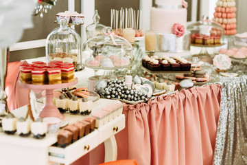 Fine decorated wedding table with the sweets