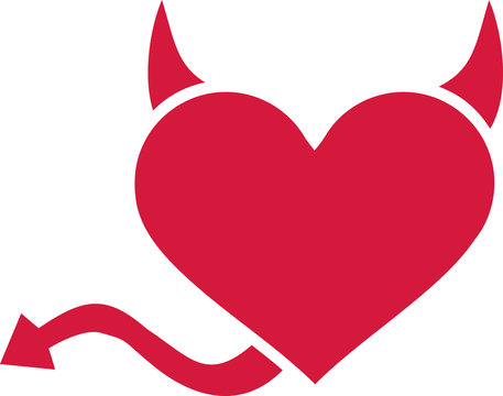 Heart with devil horns and tail