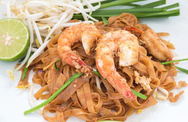 Shrimps Pad Thai, Thai Food, Thailand's national dishes.