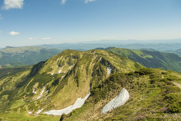 panorama from Carpathian mountains to Romania