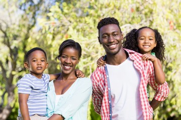 Happy family posing together