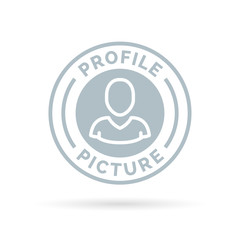 Avatar icon badge of grey profile picture stamp symbol. Vector illustration.
