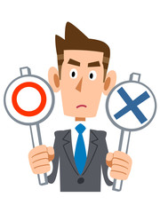 ビジネスマンが正解と不正解を考える
