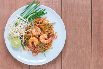 Shrimps Pad Thai, Thai Food, Thailand's national dishes.
