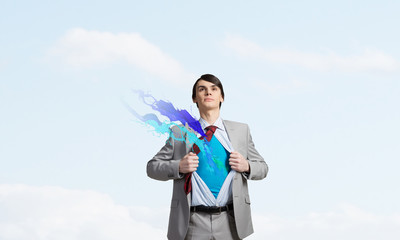 Determined super businessman