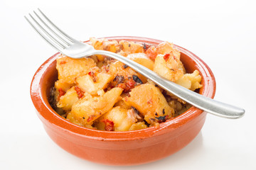 serving of stewed potatoes with peppers