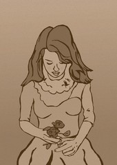 Girl with rose vintage