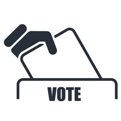 Hand with voting bulletin icon - election box