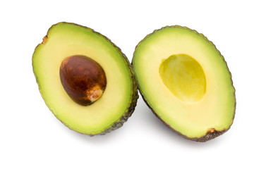 Avocado pieces set isolated on white background.