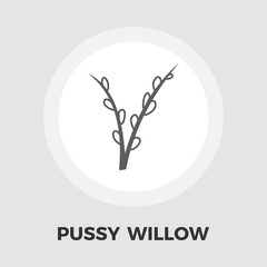 Pussy-willow icon flat