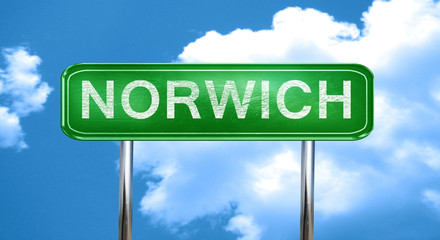 norwich vintage green road sign with highlights