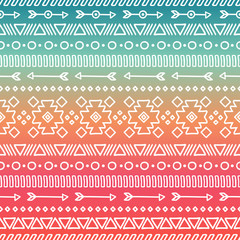 Hand drawn geometric ethnic tribal seamless pattern. Wrapping paper. Scrapbook. Doodles style. Tribal native vector illustration. Aztec background. Stylish ink graphic texture for design. Boho stripes