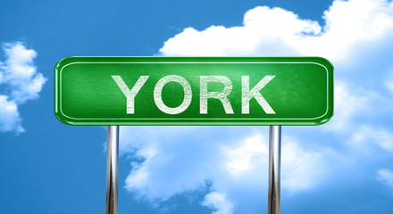 york vintage green road sign with highlights
