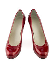 red shiny footwear.