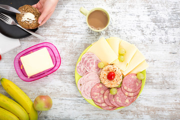 A woman's hand with food