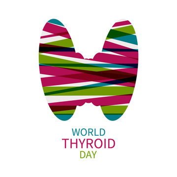 World Thyroid Day poster with silhouette of thyroid gland. Thyroid solidarity day. Vector illustration.
