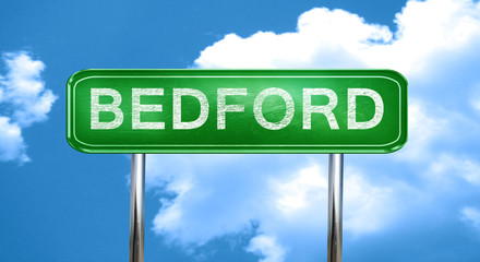 bedford vintage green road sign with highlights