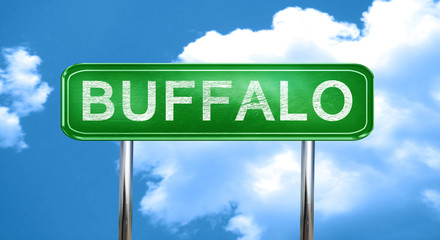 buffalo vintage green road sign with highlights