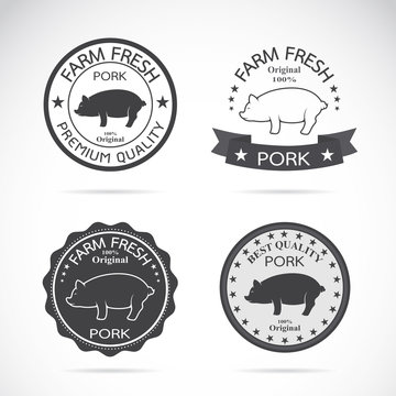 Set of vector pig label on white background, Logo, Symbol, banne