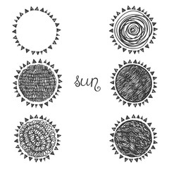 Fototapeta premium Sun, isolated elements for design on a white background. Vector illustration