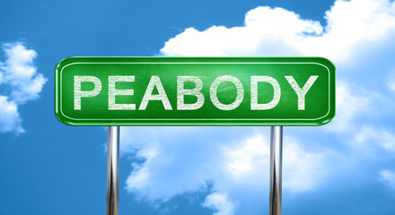 peabody vintage green road sign with highlights