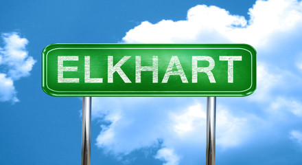 elkhart vintage green road sign with highlights