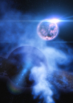 Planet mit Ring/Weltraum-Illustration