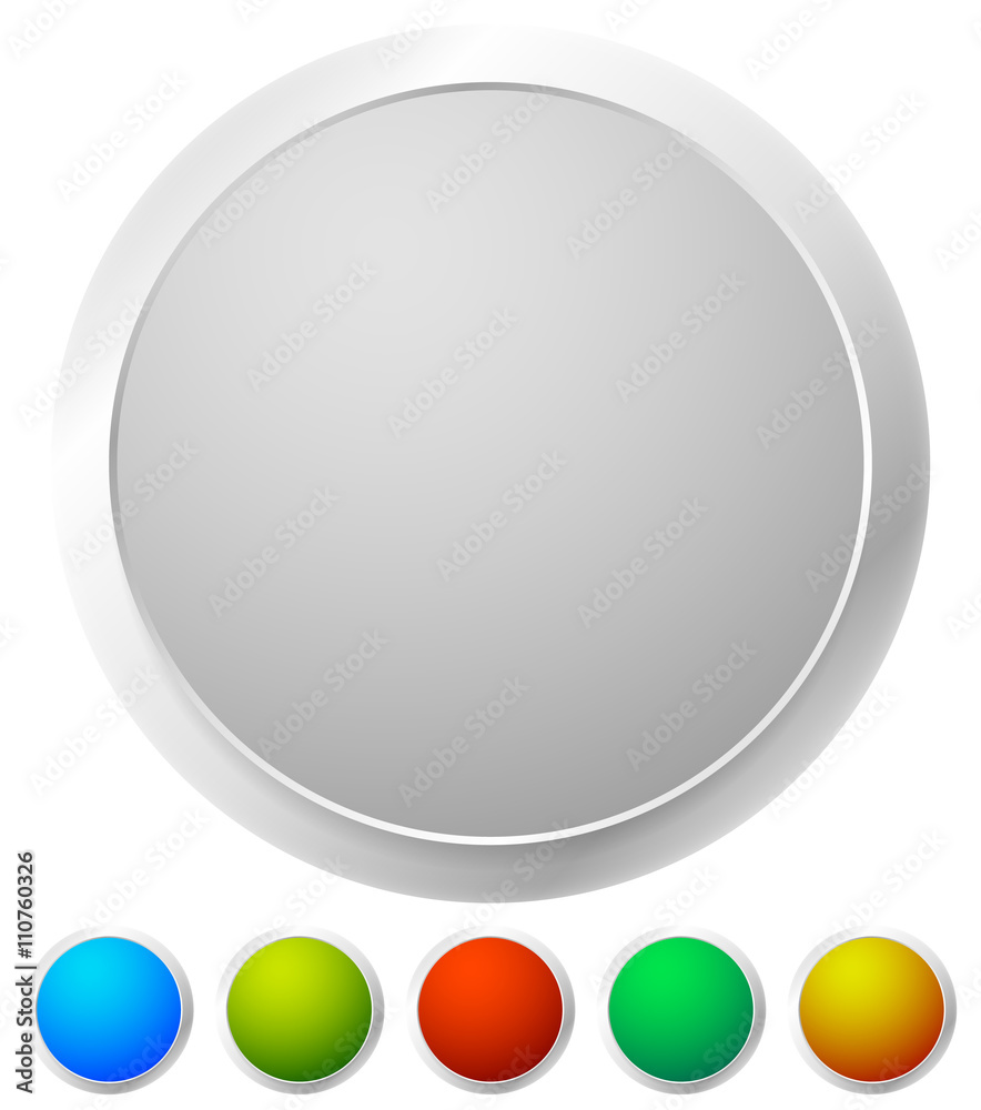 Aufkleber empty button, icon background in 6 colors