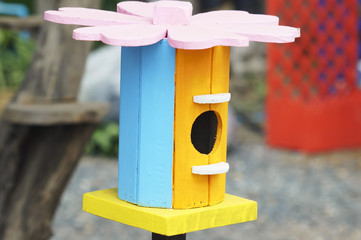 Colorful birdhouse.