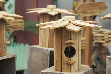 wooden bird house.