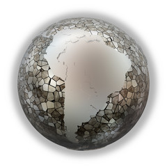 South America on metallic Earth