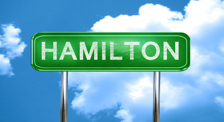 hamilton vintage green road sign with highlights