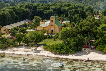 Seychelles, île de la Digue, église 
