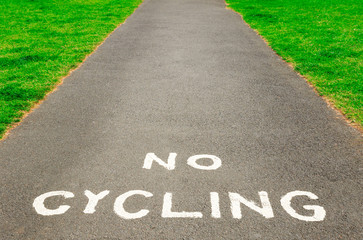 Closeup of No Cycling Warning