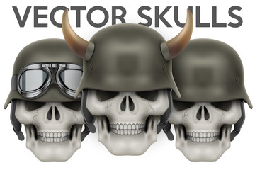 Biker symbols of skulls with helmet and horns