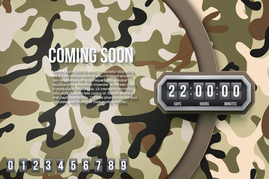 Military Background Coming Soon and countdown timer. 