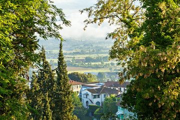 View on Tuscany through window