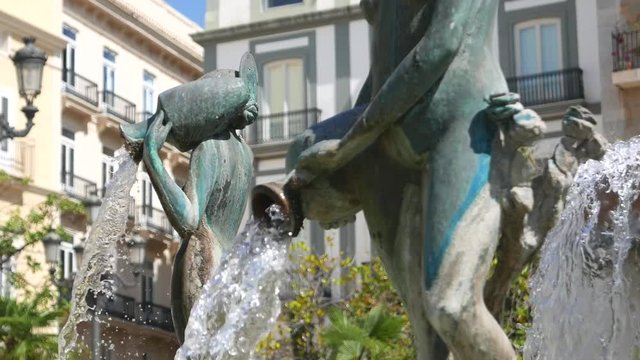Closeup of Turia Fountain in Valencia, Spain