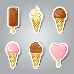 Set of sweet ice cream stikers