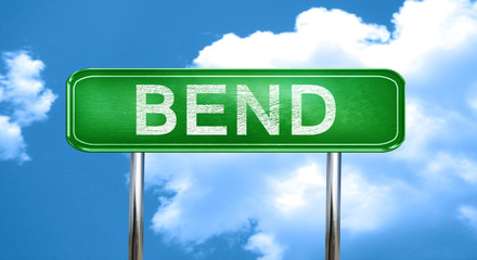 bend vintage green road sign with highlights