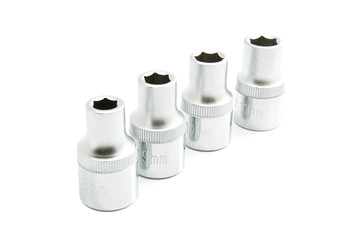 four different heads on white