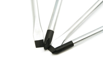 metal screwdrivers on white