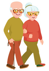 Married senior couple on a walk